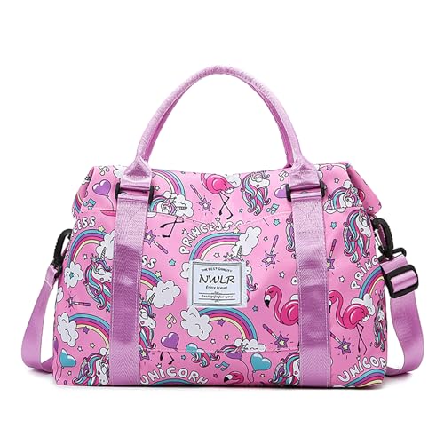 NWLR Travel Duffle Bag Weekender Overnight Bag Gym Tote with Dry and Wet Separated Pocket for Women Girls Shoulder Workout Duffel Bag Water Resistant rainbow unicorn - Image 1