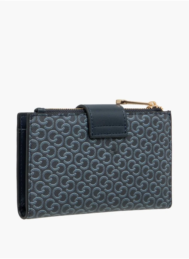 Celeste Women Monogram Print Bi-Fold Wallet with Flap Closure