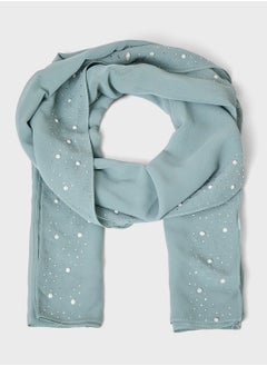 Khizana Pearl Embellished Long Hijab Scarf  - Image 1