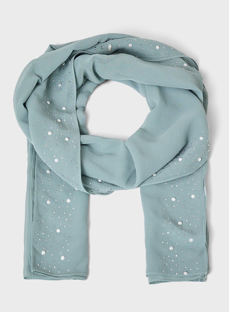 خزانة وشاح حجاب طويل مزين باللؤلؤ - Image 1