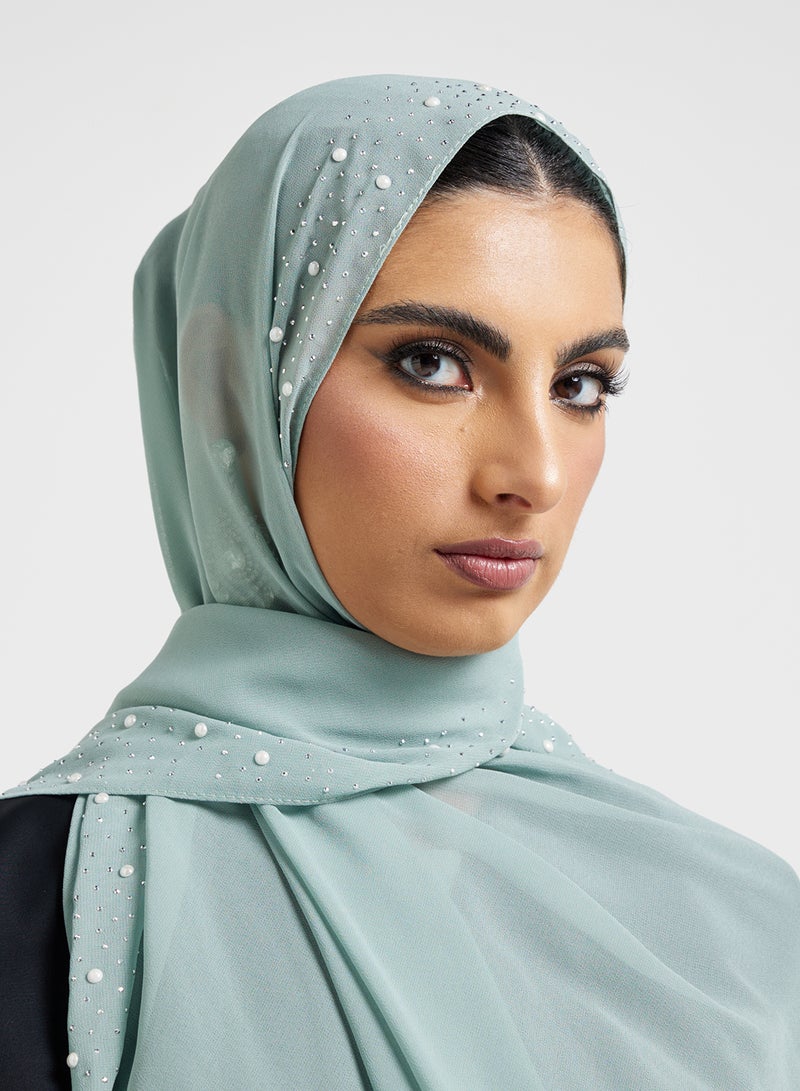 خزانة وشاح حجاب طويل مزين باللؤلؤ - Image 3