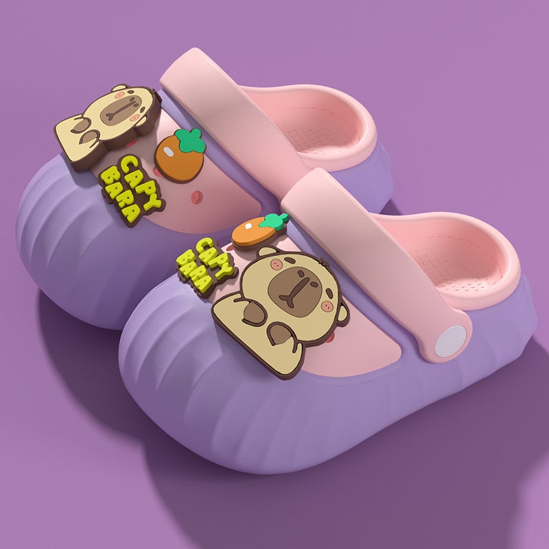 Cartoon Fun Capybara Capybara Kidsren'S Clogs Non-Slip Outer Wear Summer Boys And Girls Sandals And Slippers Baotou - Image 1