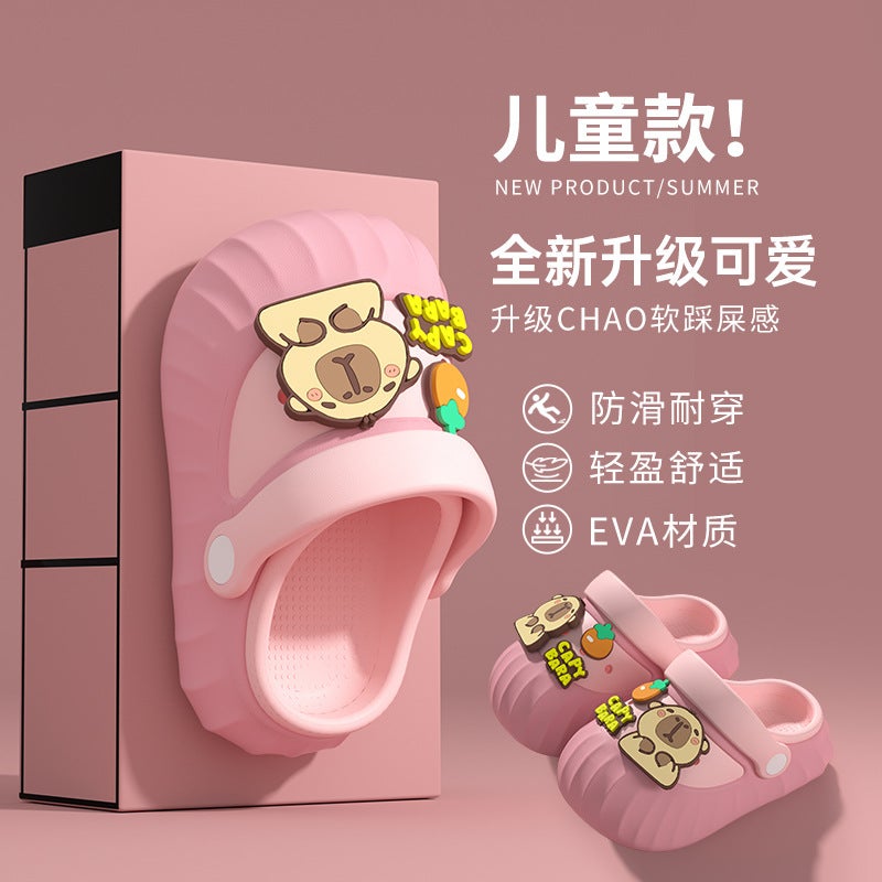Cartoon Fun Capybara Capybara Kidsren'S Clogs Non-Slip Outer Wear Summer Boys And Girls Sandals And Slippers Baotou - Image 2
