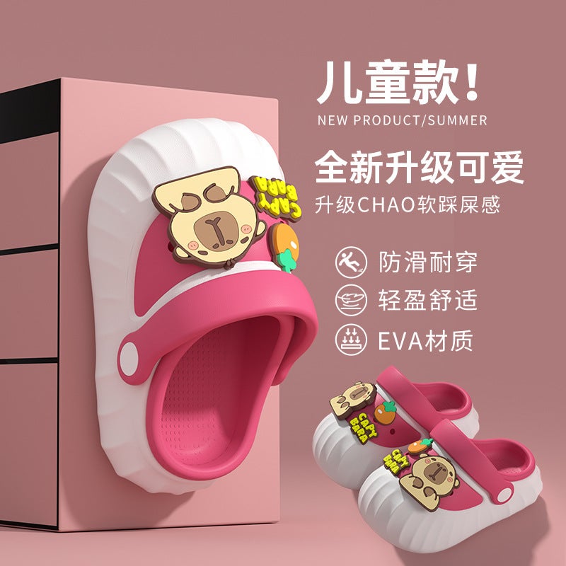 Cartoon Fun Capybara Capybara Kidsren'S Clogs Non-Slip Outer Wear Summer Boys And Girls Sandals And Slippers Baotou - Image 4