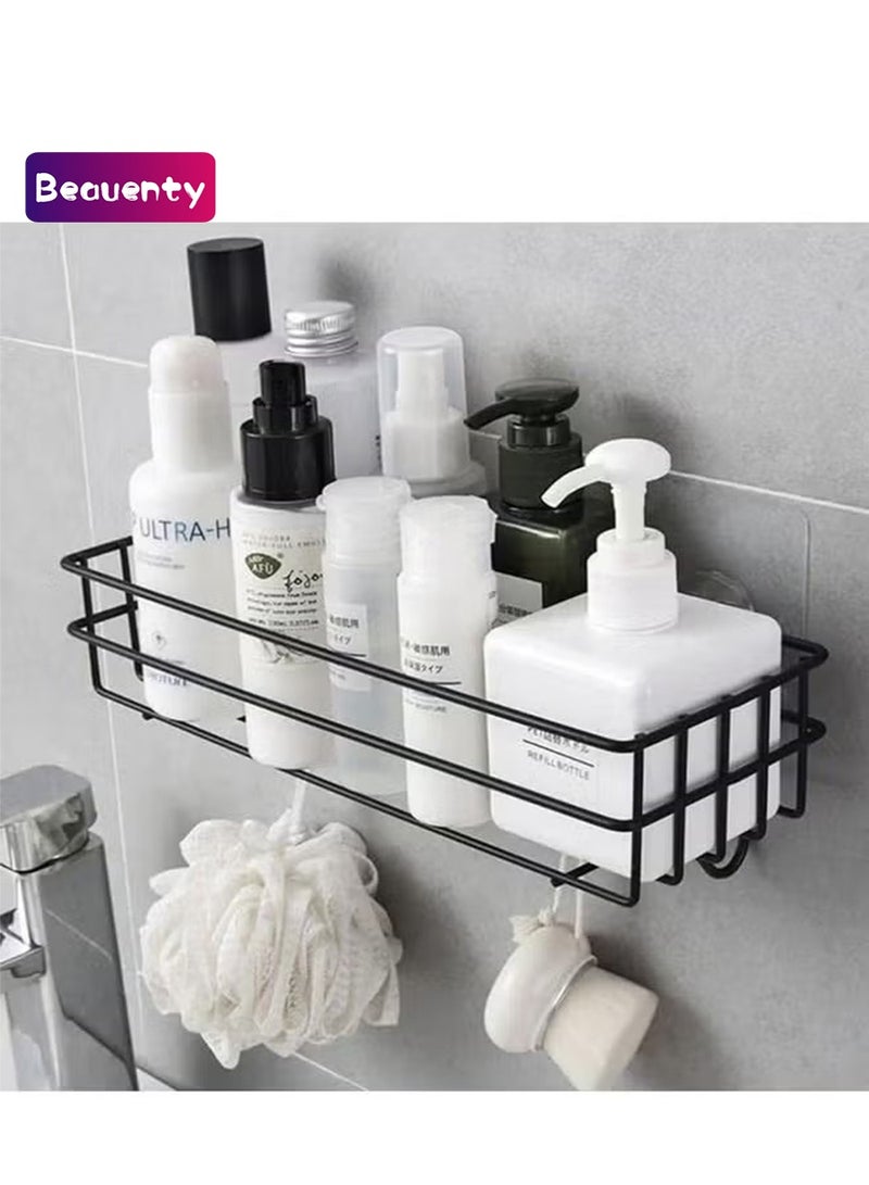 Beauenty Wall Bathroom Shelves - Kitchen Storage – Multipurpose Rack and Shampoo Holder with 4 Hook Adhesive Shower Caddy Metal Shelf Without Drilling - Image 1