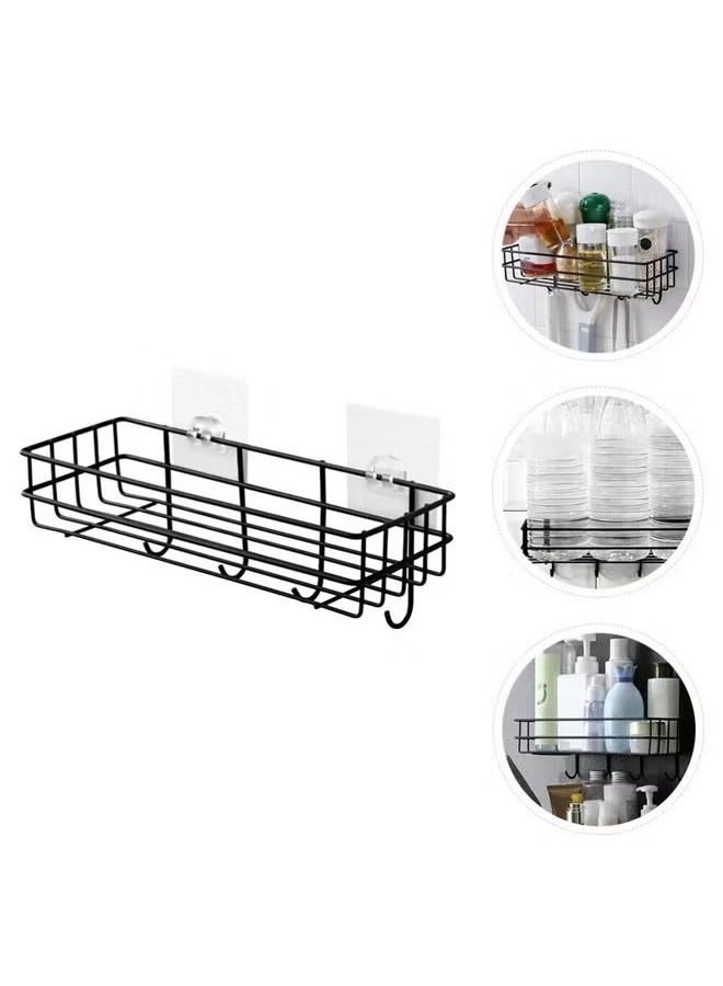 Beauenty Wall Bathroom Shelves - Kitchen Storage – Multipurpose Rack and Shampoo Holder with 4 Hook Adhesive Shower Caddy Metal Shelf Without Drilling - Image 3