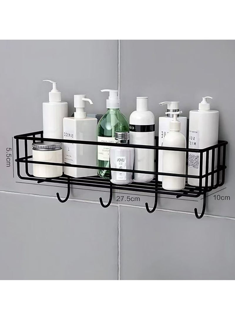 Beauenty Wall Bathroom Shelves - Kitchen Storage – Multipurpose Rack and Shampoo Holder with 4 Hook Adhesive Shower Caddy Metal Shelf Without Drilling - Image 4