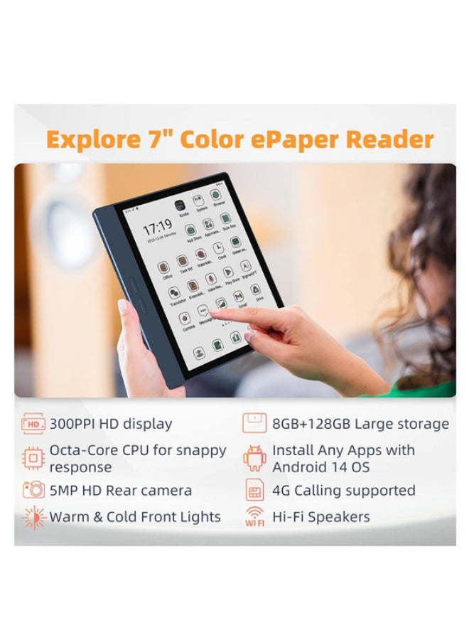 Bigme B7 7" Color E-Ink ScreenTablet E-Reader  8GB+128GB Android 14OS  4G Calling Blue - Image 2