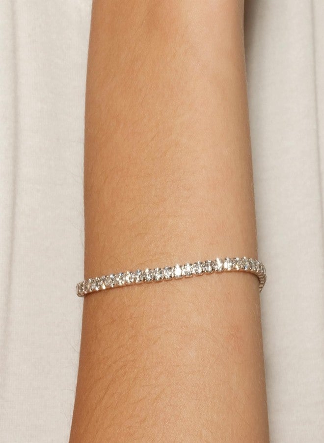 REHANDLE Adjustable Tennis Bracelets for Women Gold/Silver Dainty 14K Gold Plated Cubic Zirconia Bracelets for Women CZ Bling Diamond Bracelet for Prom Wedding 6-7Inch, One Size, Stone, no gemstone - Image 2