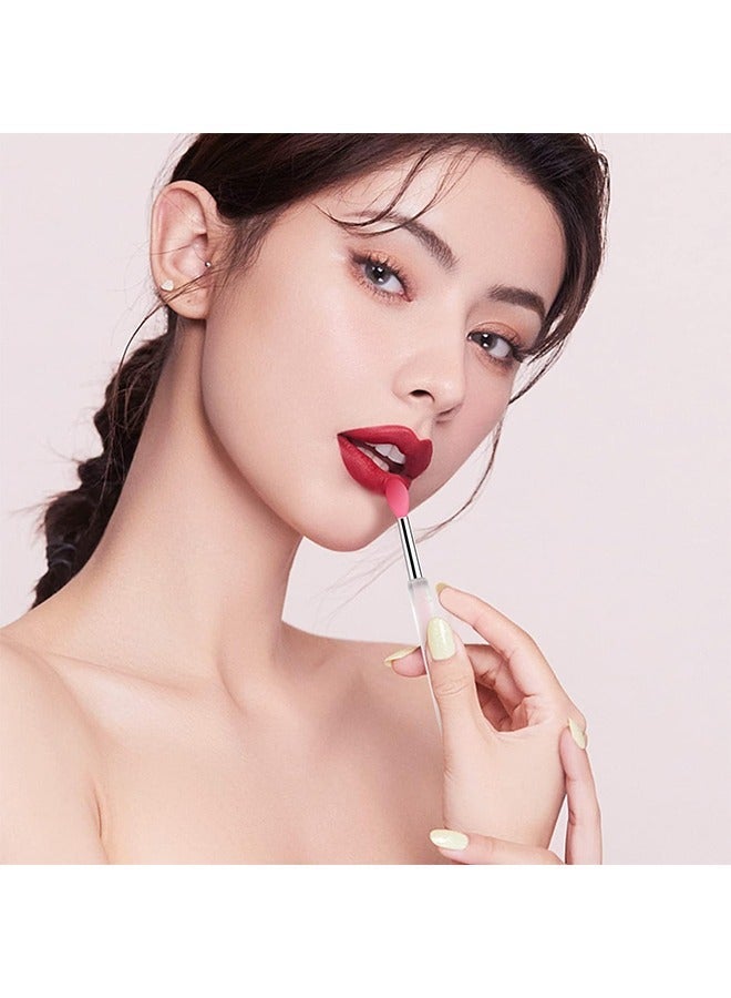 10pcs Silicone Lip Brushes Set, Lipstick Lip Gloss Applicator Brushes with Anti-lost Cover Lip Care Tool, Multipurpose Crystal Rod Makeup Brushes (Pink+Green) - Image 5