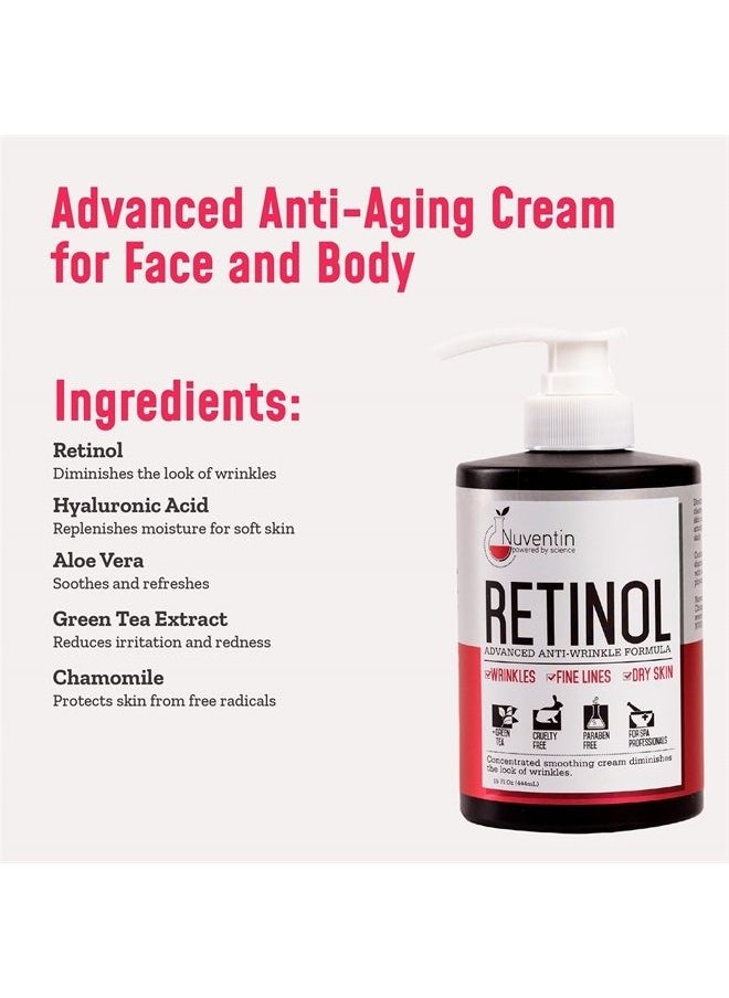 nuventin Retinol Cream Face & Body Moisturizer Lotion W/Hyaluronic Acid & Green Tea, Anti-Aging Skin Care Body & Face Lotion For Wrinkles, Fine Lines, Sagging Skin, & Dry Skin, 15 Fl Oz  - Image 3