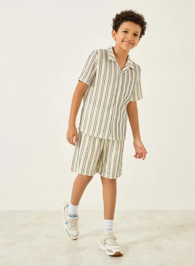 ستايلي شورت أطفال محبوك ومخطط