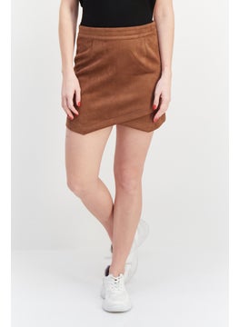 BB Dakota by Steve Madden Women Textured Mini Skirt, Chocolate  - Image 1