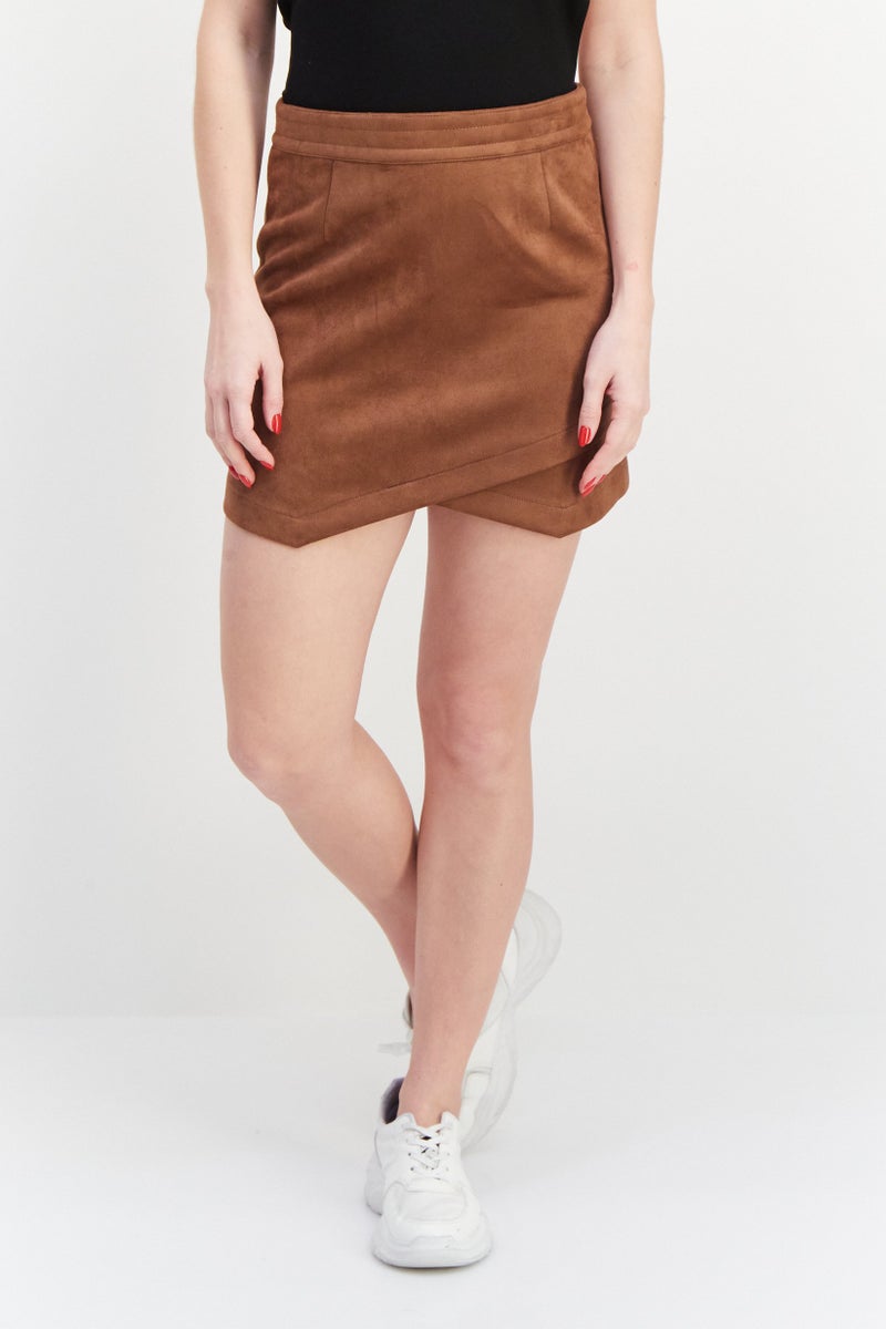STEVE MADDEN BB Dakota by Steve Madden Women Textured Mini Skirt, Chocolate - Image 1