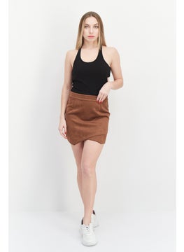 BB Dakota by Steve Madden Women Textured Mini Skirt, Chocolate  - Image 2