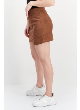 BB Dakota by Steve Madden Women Textured Mini Skirt, Chocolate  - Image 3