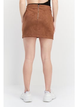 BB Dakota by Steve Madden Women Textured Mini Skirt, Chocolate  - Image 4