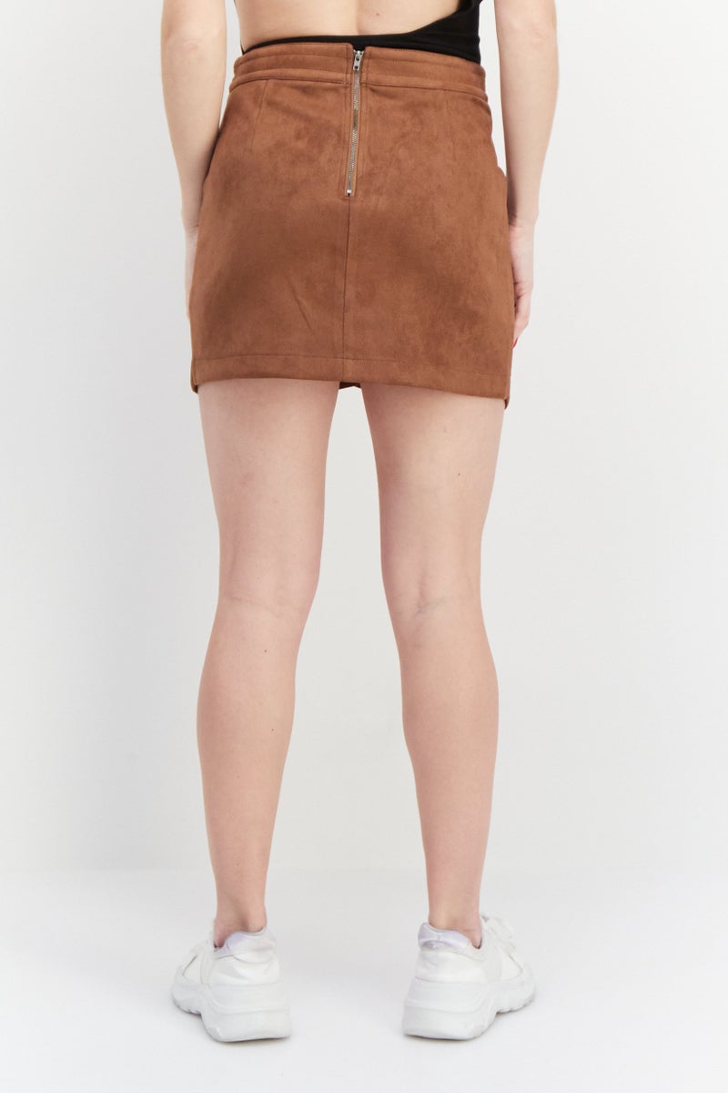 STEVE MADDEN BB Dakota by Steve Madden Women Textured Mini Skirt, Chocolate - Image 4