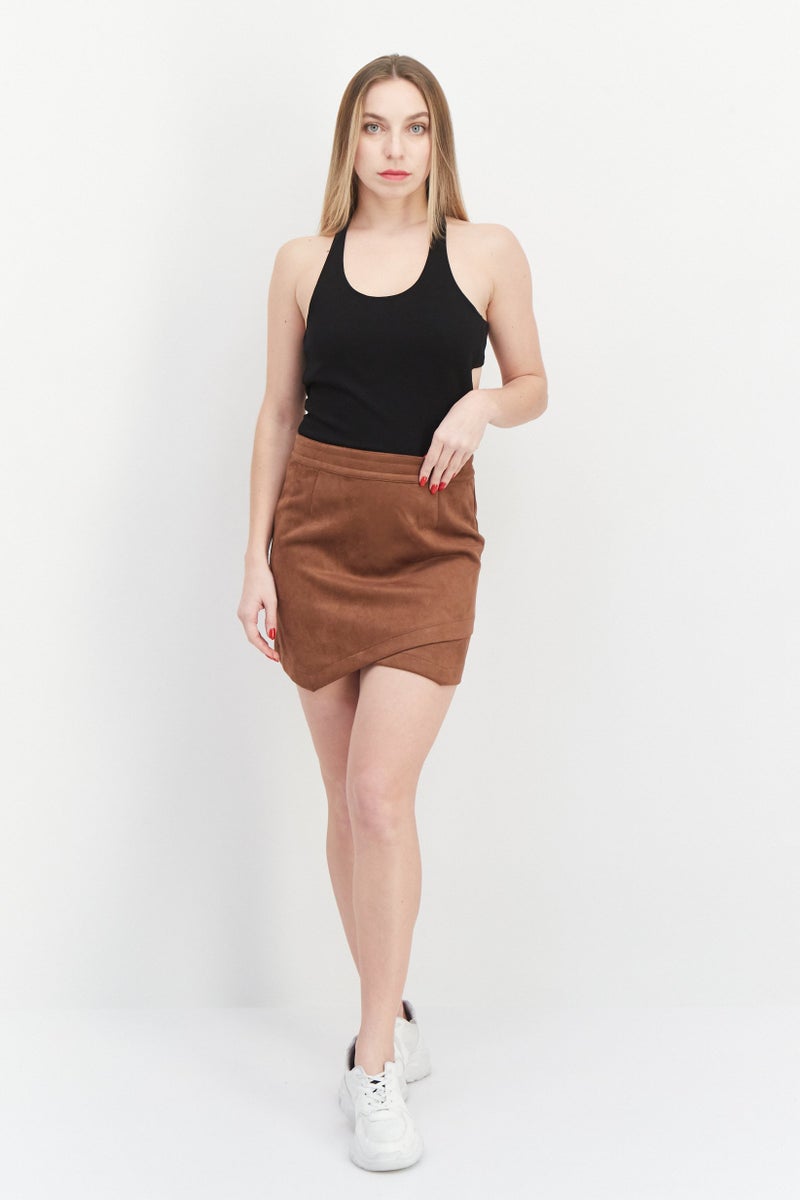STEVE MADDEN BB Dakota by Steve Madden Women Textured Mini Skirt, Chocolate - Image 2