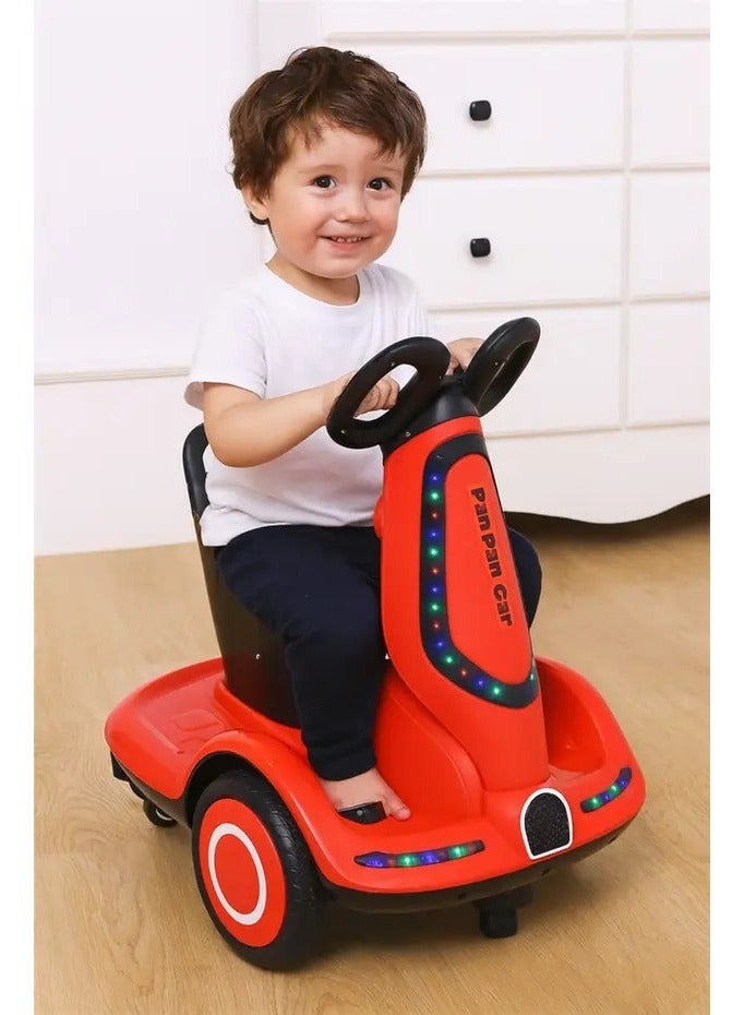 ريكسا سكوتر كهربائي للأطفال بأربع عجلات - محركان، أضواء LED وموسيقى، بطارية قابلة لإعادة الشحن 6 فولت - Image 1