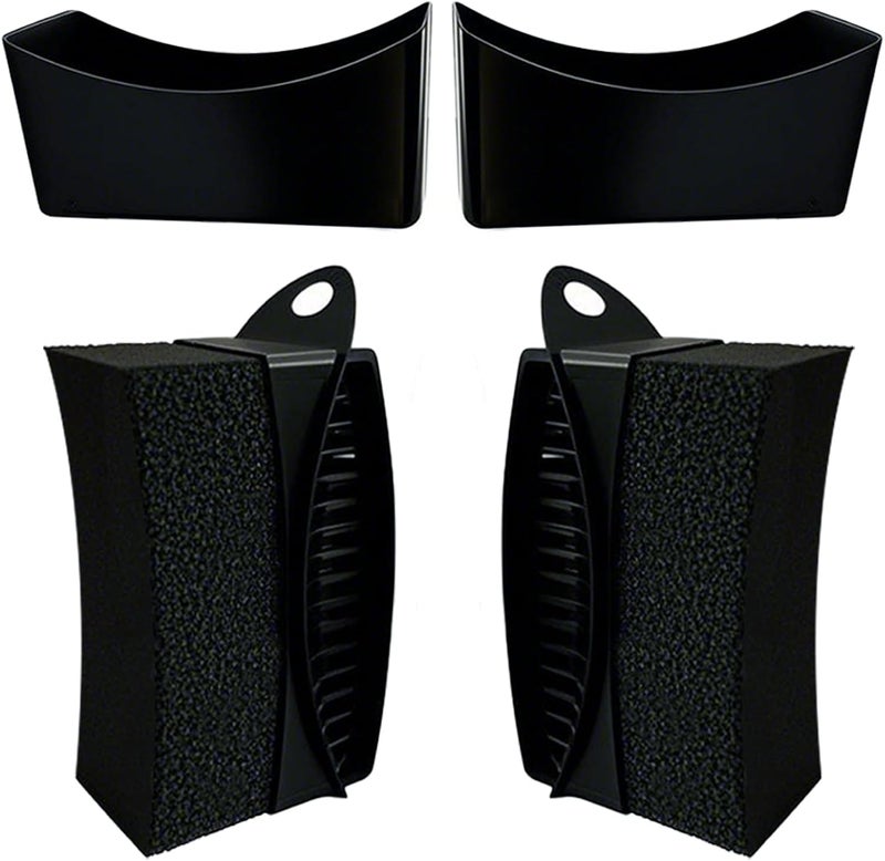 RXALASKA 2 Pack Tire Shine Applicator Pads, Reusable Tire Dressing Applicator Sponge, Curved Tire Gel Applicator Forms with Lid, Black Tire Applicator Pads for Car Cleaning Detailing - Image 1