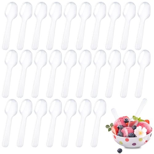 500Pcs Mini Spoons for Desserts XJMWXHFC Clear Plastic Spoons Disposable Clear Tasting Spoons Small Dessert Spoons for Jelly Pudding Yogurt Ice Cream Desert Cake Appetizer 3 Inch