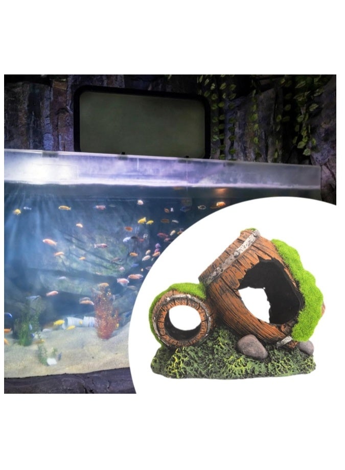 ديكور حوض السمك، حرفة مائية، مكان للاختباء، زينة منظر طبيعي لحوض السمك، تمثال برميل حوض السمك، 14×9×11 سم - Image 4