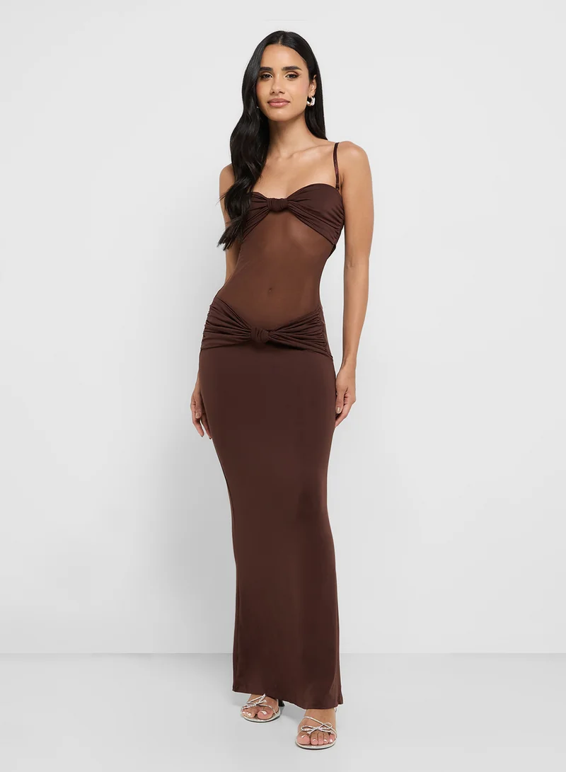 Ginger Bandeau Mesh Cutout Detail Dress