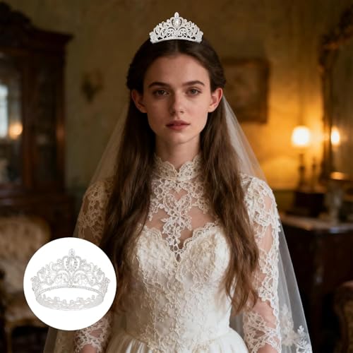 squishy Tiara for Women, Crown for Girls,Silver Crown for Brides, Elegant Rhinestone Bridal Headpiece for Bride, Birthday Party, Photography - Image 4
