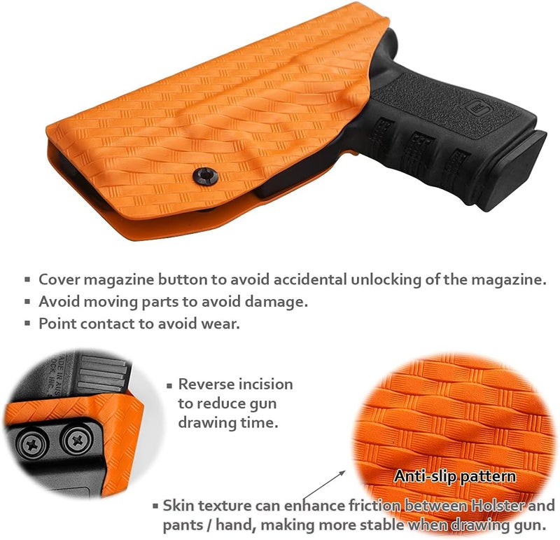 POLE.CRAFT IWB Kydex Holster Custom Fit: Glock 19 19X 25 44 45 (Gen 1 2 3 4 5) & Glock 23 32 (Gen 3 4) - Inside Waistband Carry - Adj. Cant Retention - Image 4