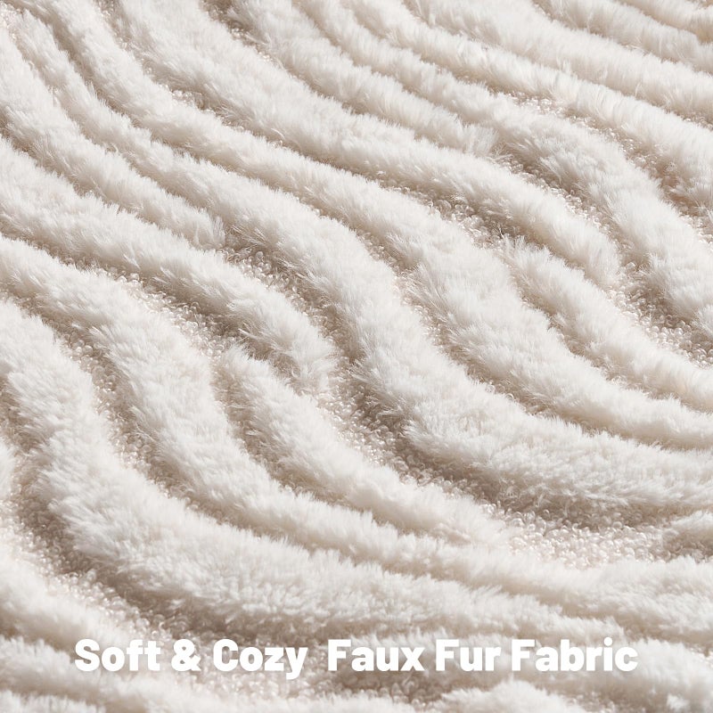 FUTEI White Decorative Throw Pillow Covers 18x18 Inch Set of 2,Soft Faux Fur Geometric Shapes Texture Cushion Case,Boho Home Decor for Couch Bed Living Room - Image 2