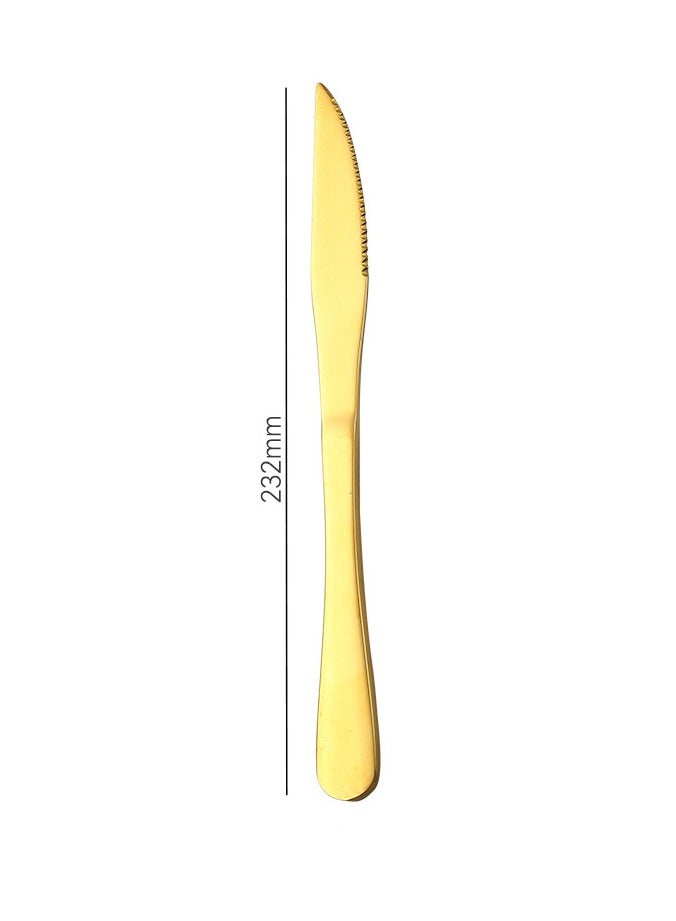 Thick Steak Knife Stainless Steel Tableware Home Beef Steak Knife Gold 