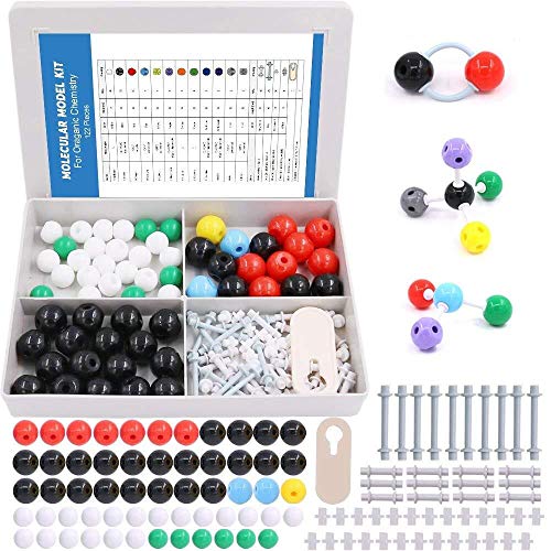 Swpeet 122 Pcs Organic Chemistry Molecular Model Student and Teacher Kit Molecular Model Set for Inorganic Organic Chemistry 59 Atoms 62 Links 1 Short Link Remover Tool - Image 1