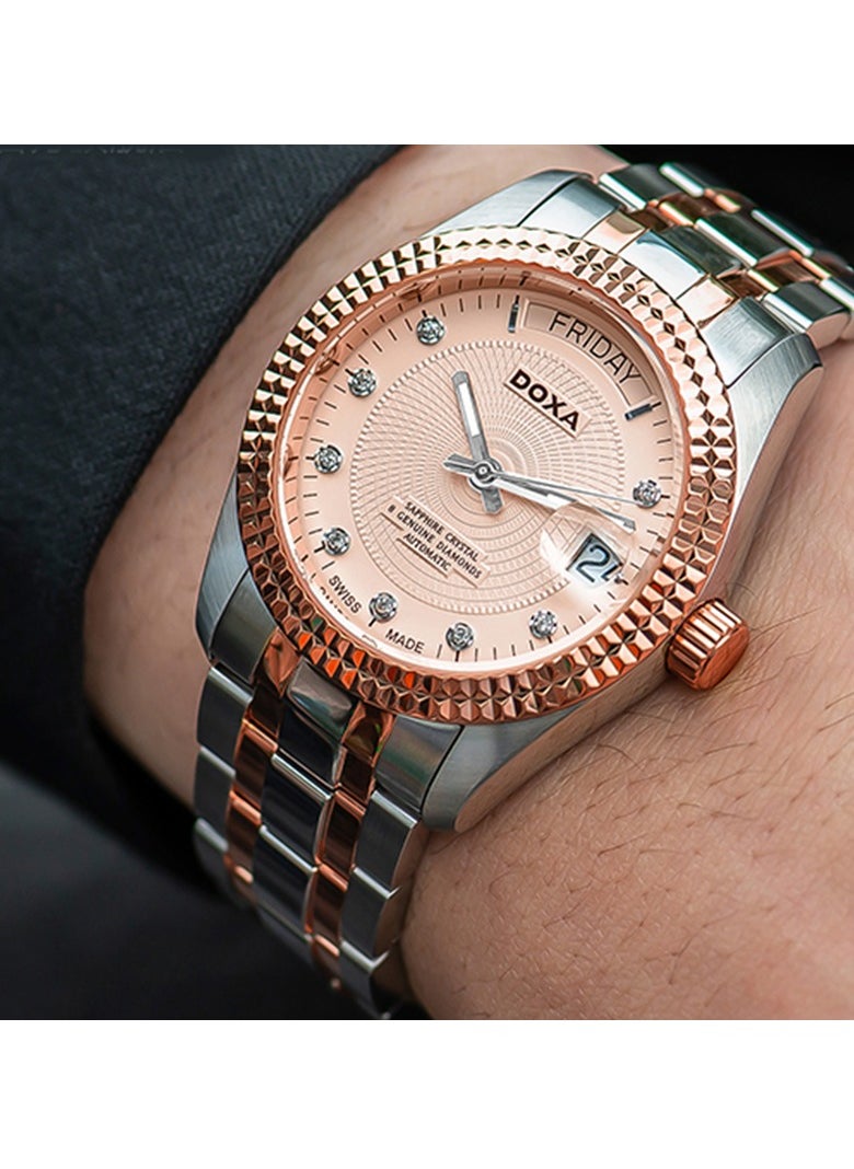 DOXA - Doxa D131RRO Men's Gold Strap Champagne Dial Automatic Mechanical Double Calendar Watch - Image 1