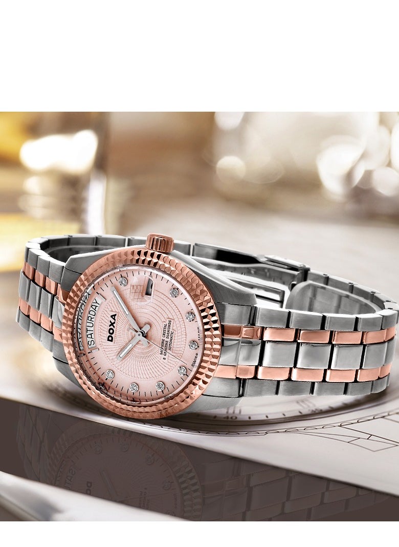DOXA - Doxa D131RRO Men's Gold Strap Champagne Dial Automatic Mechanical Double Calendar Watch - Image 1