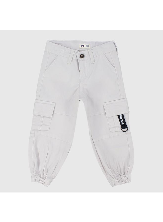 playmore Unisex Offwhite Gabardine Cargo Pants - Image 1