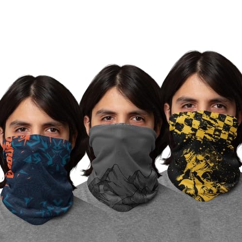 WANDERLOOMS Printed Bandana Headwear Face Cover Wraps Multifunctional Sports Headbands Scarf Sweatband for Men and Women Free Size (Pack of 3 - Blue, Grey, Multicolor) - Image 2
