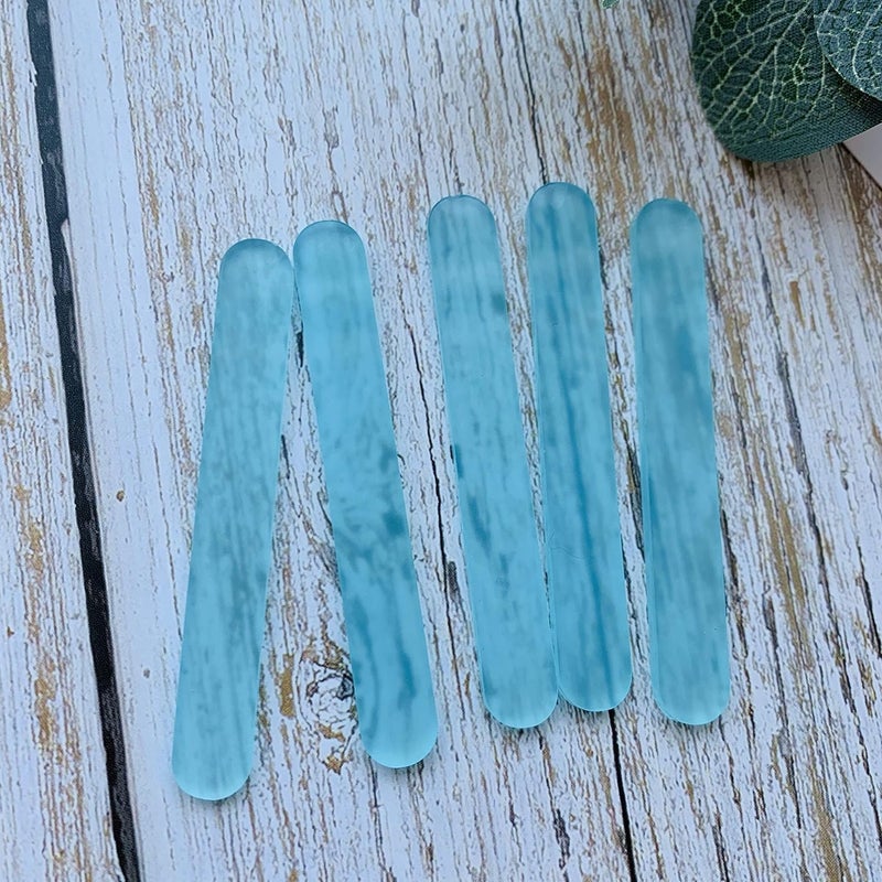 CHENRUI 50 Pcs Mini Frosted Acrylic Cakesicle Popsicle Sticks for Ice Creamsicle Candy Apple (Frosted Blue) - Image 5