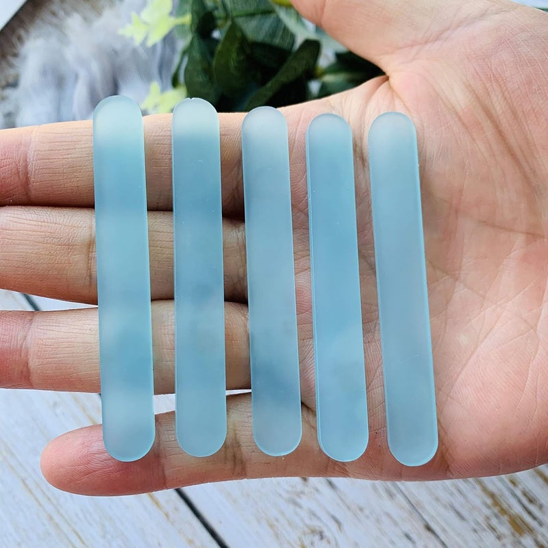 CHENRUI 50 Pcs Mini Frosted Acrylic Cakesicle Popsicle Sticks for Ice Creamsicle Candy Apple (Frosted Blue) - Image 3