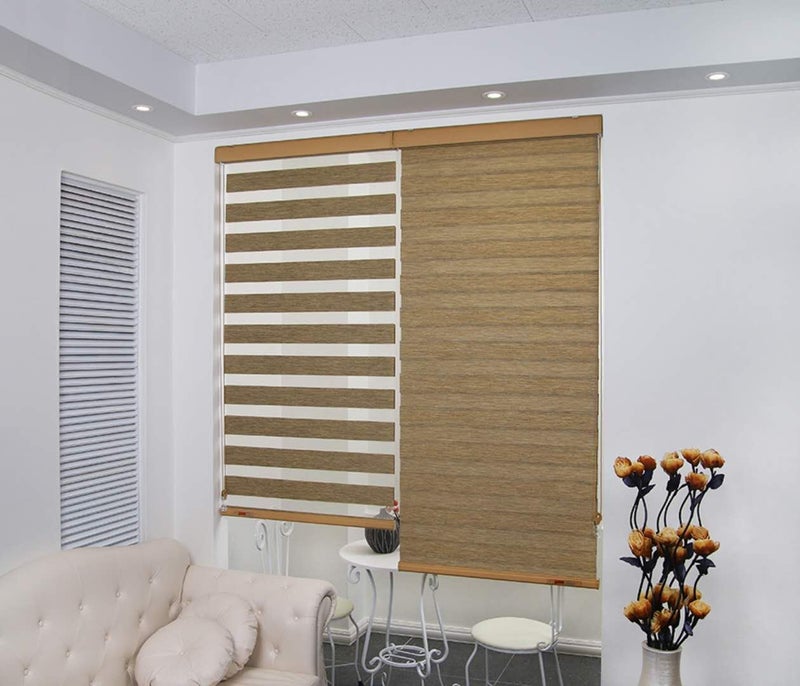 Zebra Blinds Zebra Dual Layer Zebra Roller Shades Blind for Windows Light Filtering Sheer Window Treatments Privacy Light Control for Day and Night, Beige, W90XH150CM, Polyester - Image 2