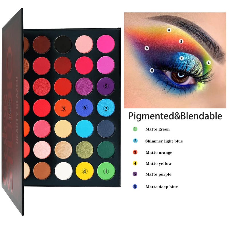 MYUANGO Color Studio Eyeshadow Palette, Highly Pigmented 35 Shades Matte and Shimmers Makeup Palette, Waterproof Blendable Eye Shadow, Cruelty- Free Makeup Pallet - Image 5