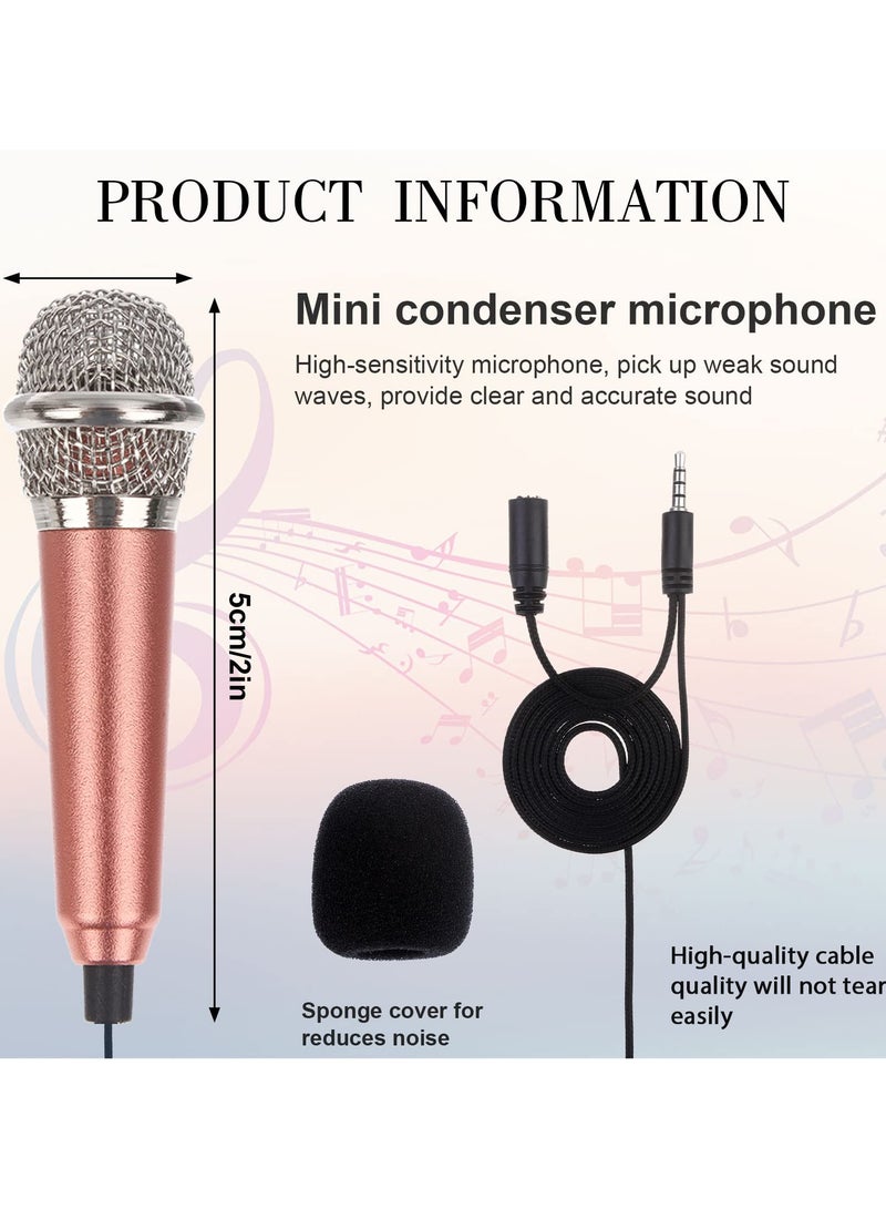 erorex 4-Piece Mini Microphone Tiny Microphone Mini Mic for Recording Voice and Singing on iPhone, Android Phones or Tablet, Metal, with 113 cm Cord, 3.5 mm Input (Rose Gold, Rose red, Silver, Blue) - Image 4