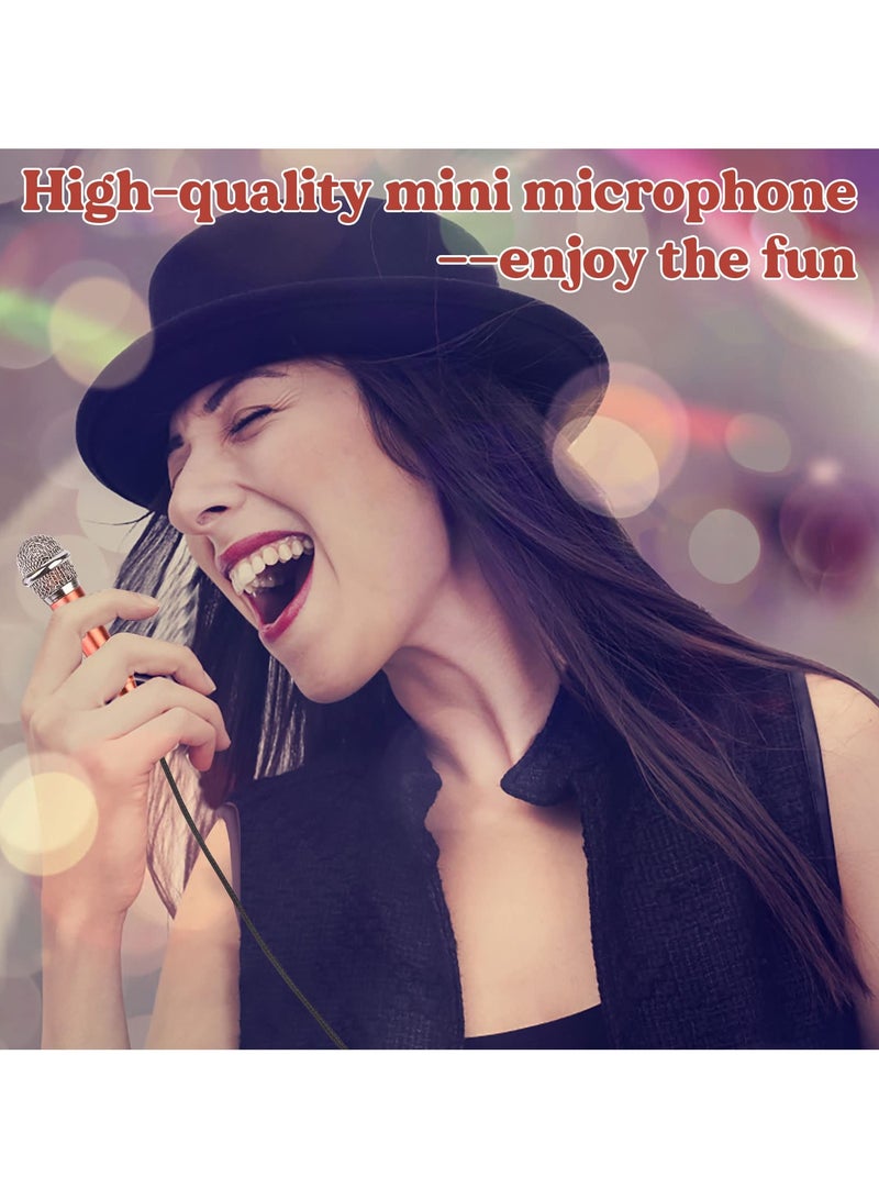 erorex 4-Piece Mini Microphone Tiny Microphone Mini Mic for Recording Voice and Singing on iPhone, Android Phones or Tablet, Metal, with 113 cm Cord, 3.5 mm Input (Rose Gold, Rose red, Silver, Blue) - Image 3