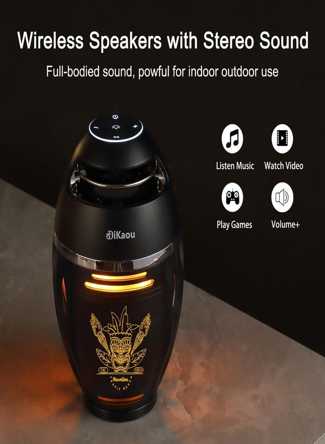 DiKaou Outdoor Speakers Wireless, Birthday Gifts for Men, TWS Bluetooth Speakers with Tiki Torch Lights, Gifts Men Dad Him Women for Anniversary Christmas, Cool Gadget with Tiki Element for Patio/Garden - Image 4