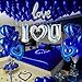 yeewaka I Love You Balloons for HimHer Balloons Royal Blue Sliver romantic balloon kit with blue heart mylar balloons blue rose petals for hotel Decorations Valentines Party wedding anniversary supplies - Image 3