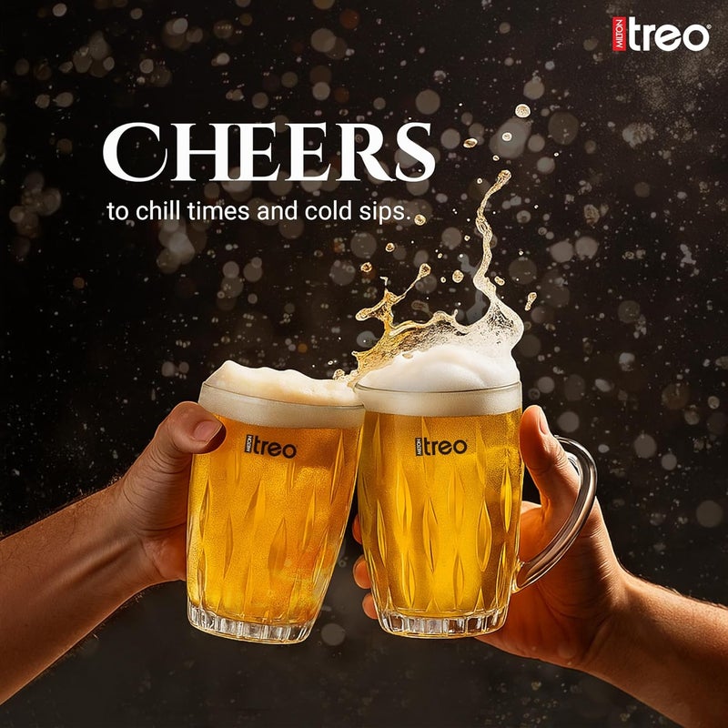TREO by Milton Lennox Beer Mug Glasses for Beer, Juice, Mocktail | Scratch Resistant & Easy to Clean | Dishwasher Safe Mug | Transparent | Set of 6, 400 ml Each - Image 2