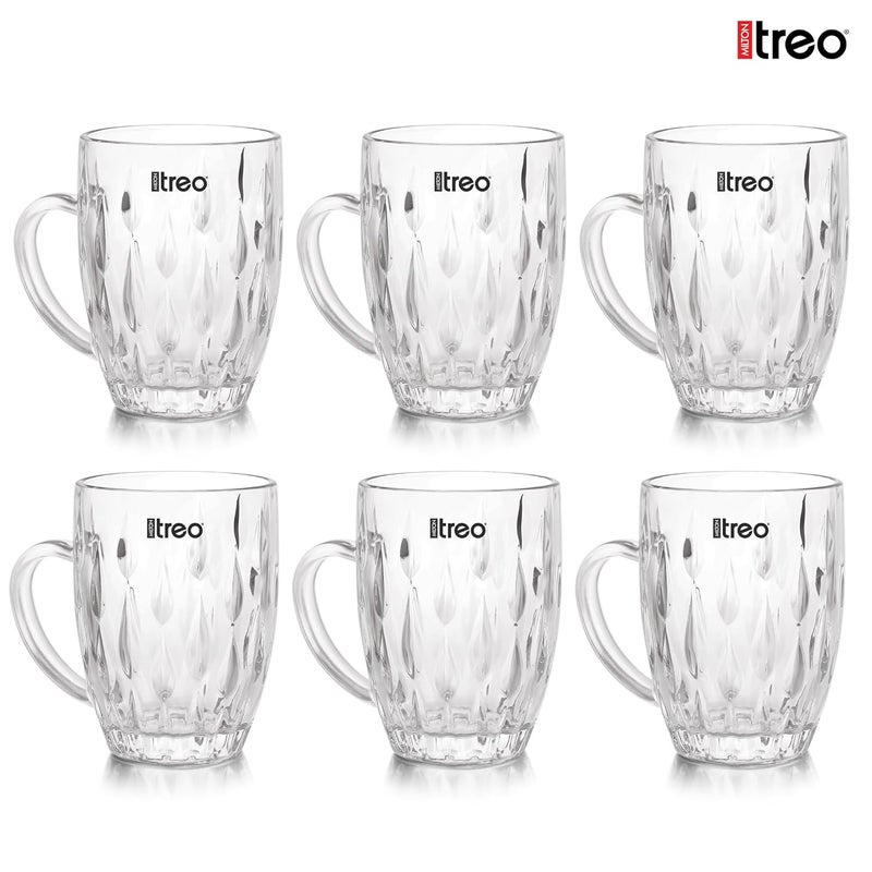 TREO by Milton Lennox Beer Mug Glasses for Beer, Juice, Mocktail | Scratch Resistant & Easy to Clean | Dishwasher Safe Mug | Transparent | Set of 6, 400 ml Each - Image 3