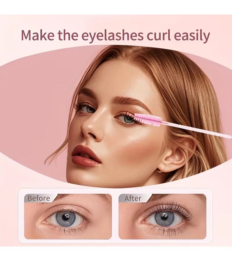24pcs Pink Handle Eyelash Brushes for Extension Eyebrow Grooming Dust Removal - Image 3