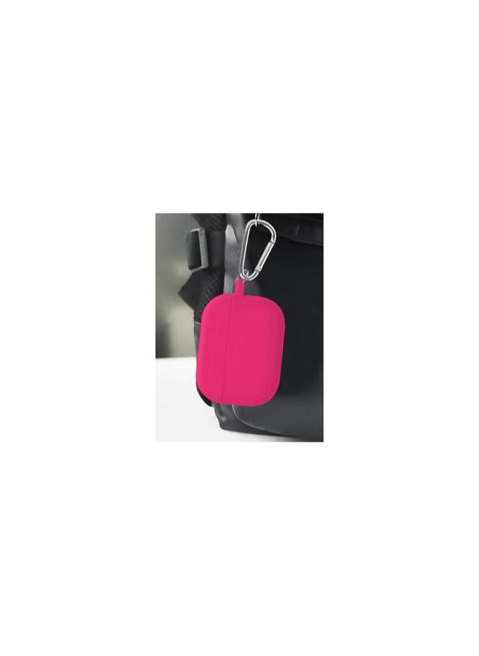 CATANES - Shockproof Case For Airpod Pro Silicone Protective Case Shockproof Case Ultra Slim Cover with Keychain Carabiner Neon Pink - Image 1