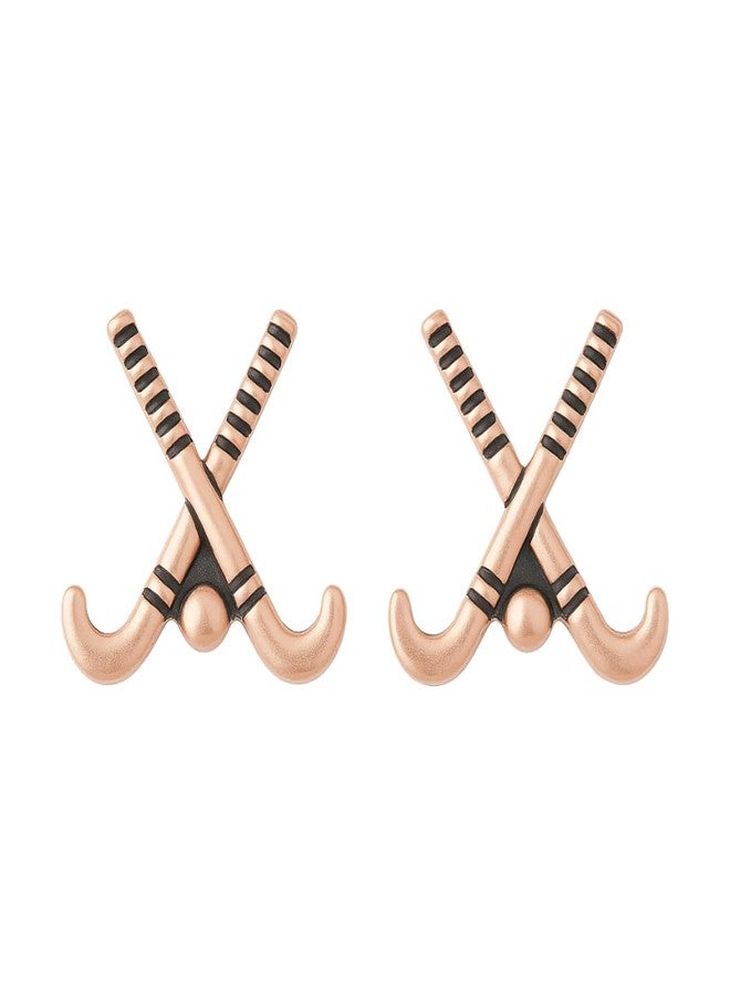 Sportybella Field Hockey Stud Earrings - Rose Gold Stick Jewelry, Charm Earrings, Gifts for Players - Image 1